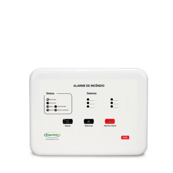 Central de alarme de incêndio IP20 12v convencional com bateria 6 setores