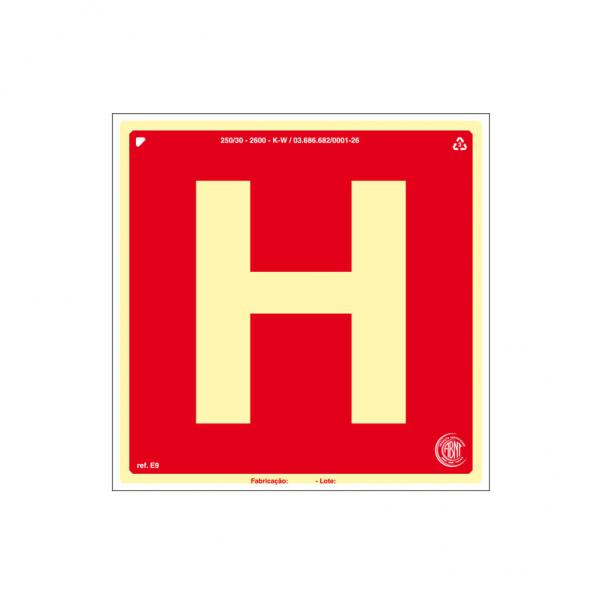 Placa fotoluminescente hidrante de PVC 20x20cm